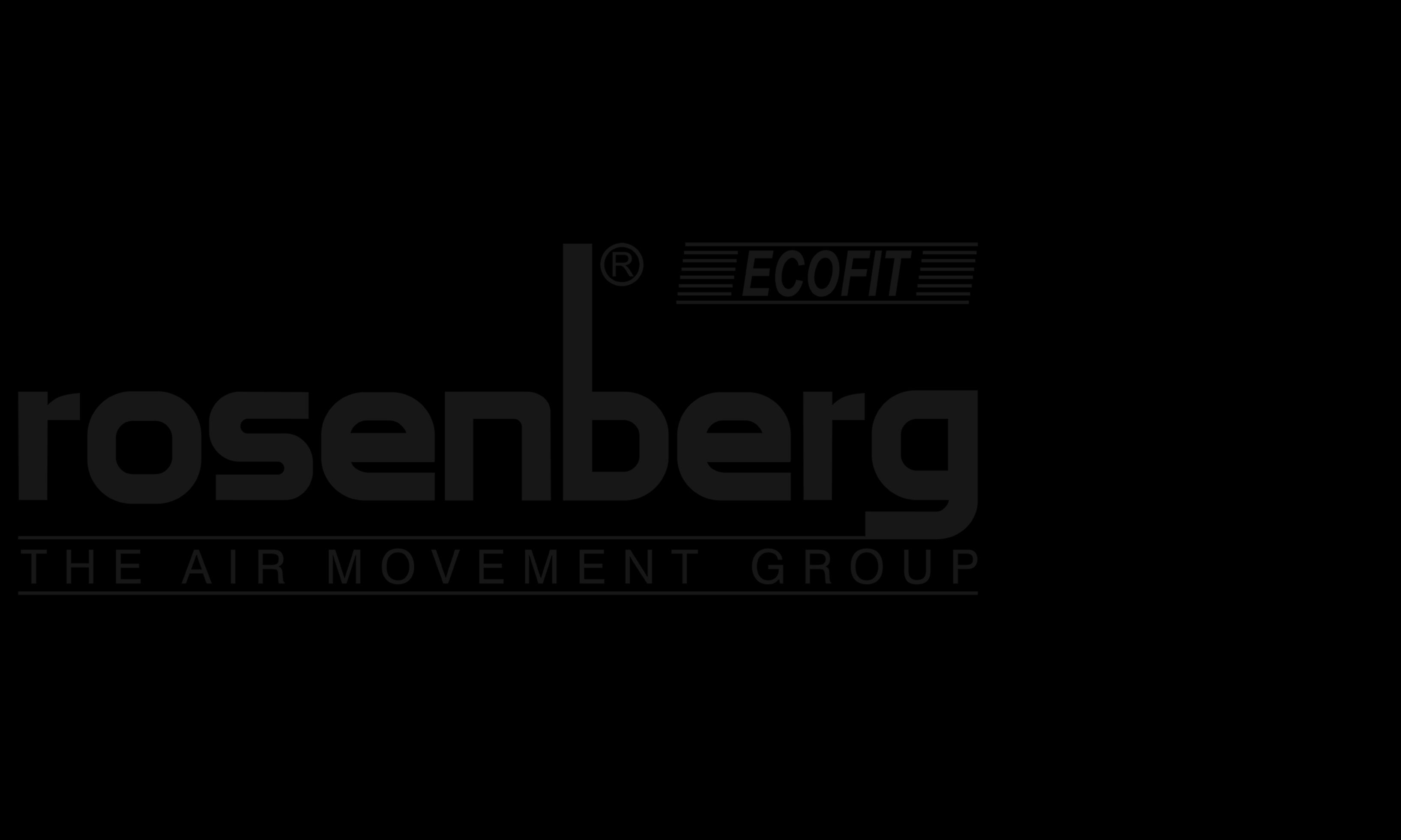 Logo der Firma Rosenberg Ventilatoren in schwarz-weiß.
