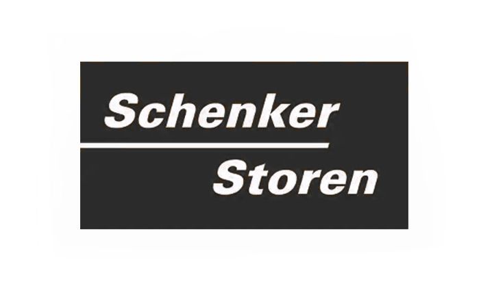 Schenker Storen Logo in Schwarz‑Weiß – Markenzeichen des Schweizer Unternehmens für Sonnen‑, Wetter‑ und Sichtschutzlösungen.